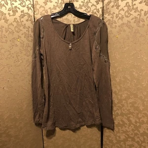 Top túnica romántica de encaje marrón Free People vintage Y2K talla grande L - Imagen 1 de 8