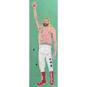 Big John Studd Wrestling Painting Acrylic on Canvas 12x24 Sergio Santos elsantos - Picture 1 of 1