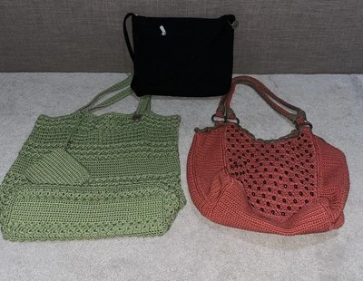 Lote de 3 Bandolera Sak Crochet Trenzada Hombro Negro, Verde, Naranja Quemado Foto 1 de 4