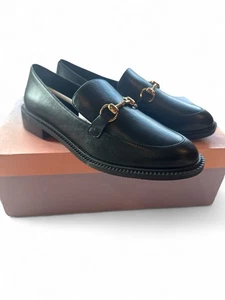 NEW Lisa & Vicky Women's 8 M Zany-V Loafers Black Sheep Nappa Leather - Picture 1 of 7