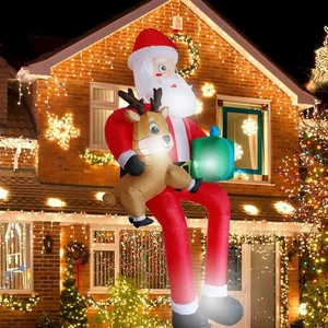 9.5Ft Christmas Inflatable Outdoor Decoration Giant Sitting Santa Claus Christma - Picture 1 of 9