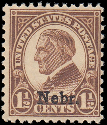 Марка США NO670 — 1929 11⁄2¢ Уоррен Г. Хардинг (надпечатки Небраски), хорошее состояние, как новая без наклеек и следов, оригинальная - Изображение 1 из 2