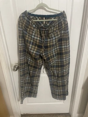 Free People Potato Sack High Rise Loose Fit Green Plaid Pant Size 12 - Image 1 of 4