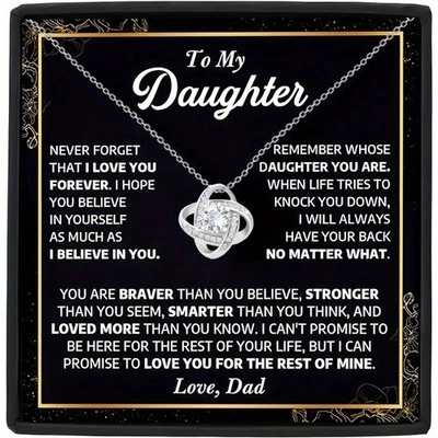 Para minha filha do pai – Colar de nó de coração caixa de presente – Presente de Natal de aniversário - Imagem 1 de 4