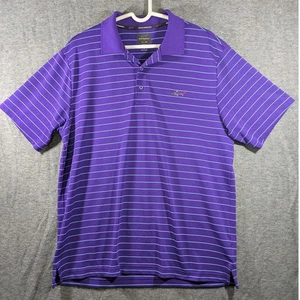 Greg Norman For Tasso Elba Play Dry Polo Golf Uomo Viola Blu Righe Taglia L - Foto 1 di 7