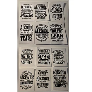 DTF COLOURED STICKERS ALCOHOL FUNNY JOKES ALCOHOLIC RANDOMLY PICKED 11b - Picture 1 of 3