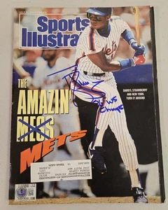 Darryl Strawberry Signed 86 WS Champ Sports Illustrated 7/9/90 Mets Auto Beckett - Picture 1 of 4