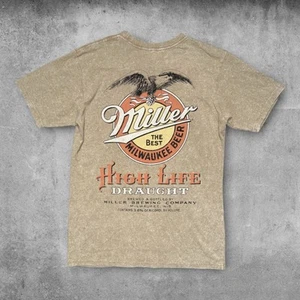 Miller High Life Vintage Beer Logo T-Shirt Double Sided Mineral Wash Size M - Picture 1 of 3