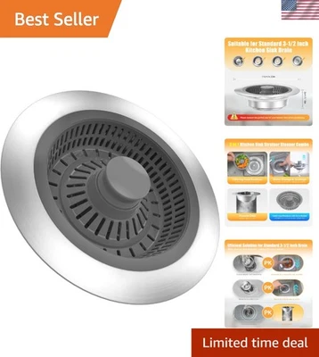 Elegante colador y tapón para fregadero de cocina 3 en 1 - acero inoxidable anti-obstrucción Foto 1 de 4