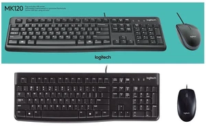 Lot 4 Logitech MK120 Wired USB Keyboard Mouse Desktop Combo Set New 33201AM - Photo 1/4
