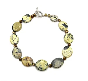 Collar estación de perlas de agua dulce y serpentina de plata esterlina HSN. 18" - Imagen 1 de 5