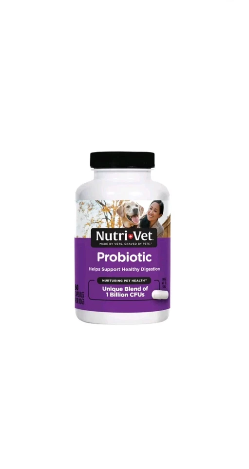 Nutri-Vet Probiotics Capsules for Dogs Supports Digestive Health 60 Count 11/25 - Image 1 of 1