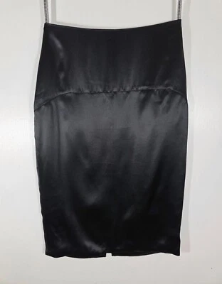 Vintage Claude Montana Silk Pencil Skirt Black Size US 6 / EUR 40 / 25" Waist - Image 1 of 4