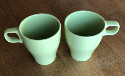 2 IKEA FÄRGRIK Coffee Mug Tea Cup Stoneware 19894 Chartreuse Green Stackable - Image 1 of 4