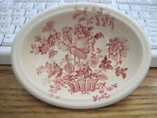 VICTORIAN RED WHITE FLOWERY POTTERY SOAP BATHROOM DISH IRONSTONE "CHARLOTTE"