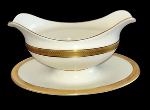 Lenox Lowell P-67 Gold Backstamp Gravy Boat w/Attached Underplate Pristine New - Picture 1 of 6