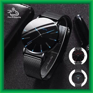 Luxury Business Waterproof Man Stainless Steel Quartz Analog Watches US Shipping - Picture 1 of 23