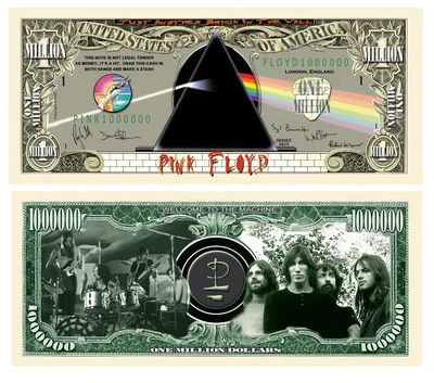 Pink Floyd Million Dollar Bill Play Funny Money Novelty Note + FREE SLEEVE