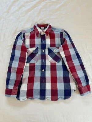 WAREHOUSE 3104 '23 'E PATTERN' FLANNEL 衬衫 - 海军蓝 中号 - 状况完好 — 第 1/4 张图片