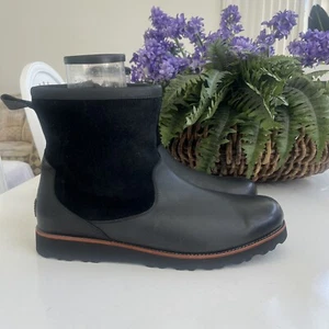 UGG HENDREN NWOT TL MEN BOOTS BLACK US 17 UK 16 EU 51 WP LEATHER SIDE ZIP WOOL - Picture 1 of 15