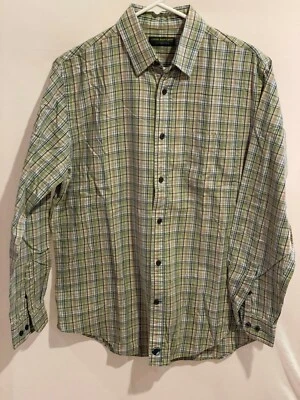 John Bartlett Consensus Green Blue Plaid Button Front Shirt Size Medium Cotton - Image 1 of 3