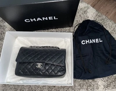 $10272 CHANEL Black Caviar Leather Classic Flap bag - Image 1 of 4