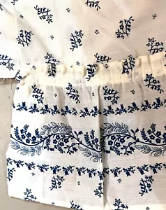 Vintage Sears cremeweiß & blau Vorhänge Rüschen 84"x44" Set Kornblume CottageCore hervorragender Zustand! - Bild 1 von 7