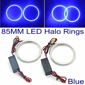 Par de anillos de halo 85 mm LED ojo de ángel SMD luz diurna luz antiniebla anillo azul - Imagen 1 de 11