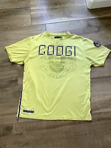 Coogi Tshirt Mens XXL Neon Yellow Green Embroidered Australia Sporty - Picture 1 of 12