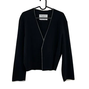 MM Lafleur Black Remarkable Woman Contrast Trim Knit Jardigan Jacket Size XL - Picture 1 of 6