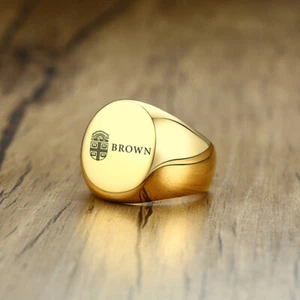 Personalized Signet Ring College Badge Family Crests Coat Of Arms University - Picture 1 of 23