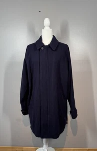 Woolrich Wool Town Coat Mens Size M Medium Navy Button Up Long Chore Wool - Picture 1 of 13