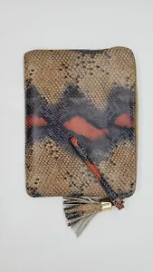 Rare G.I.L.I. Got It Love It Haloguard Zip Tassel Wristlet Flame Snake Leather - Picture 1 of 8