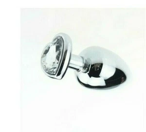 fallo in metallo acciaio plug anale maxi con cuore per uomo e donna trasparente - Foto 1 di 1
