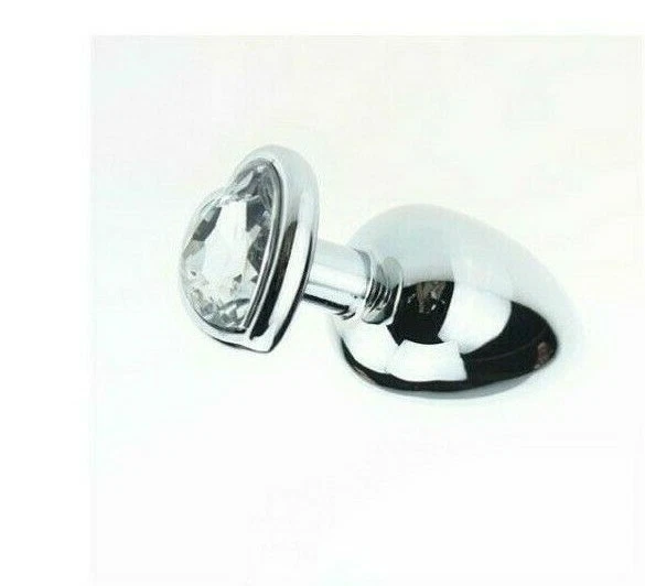 fallo in metallo acciaio plug anale maxi con cuore per uomo e donna trasparente - Immagine 1 di 1