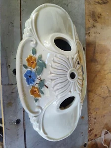 Vintage Porcelier Porcelain Ceramic Double Socket Ceiling Light Fixture Floral - Picture 1 of 5