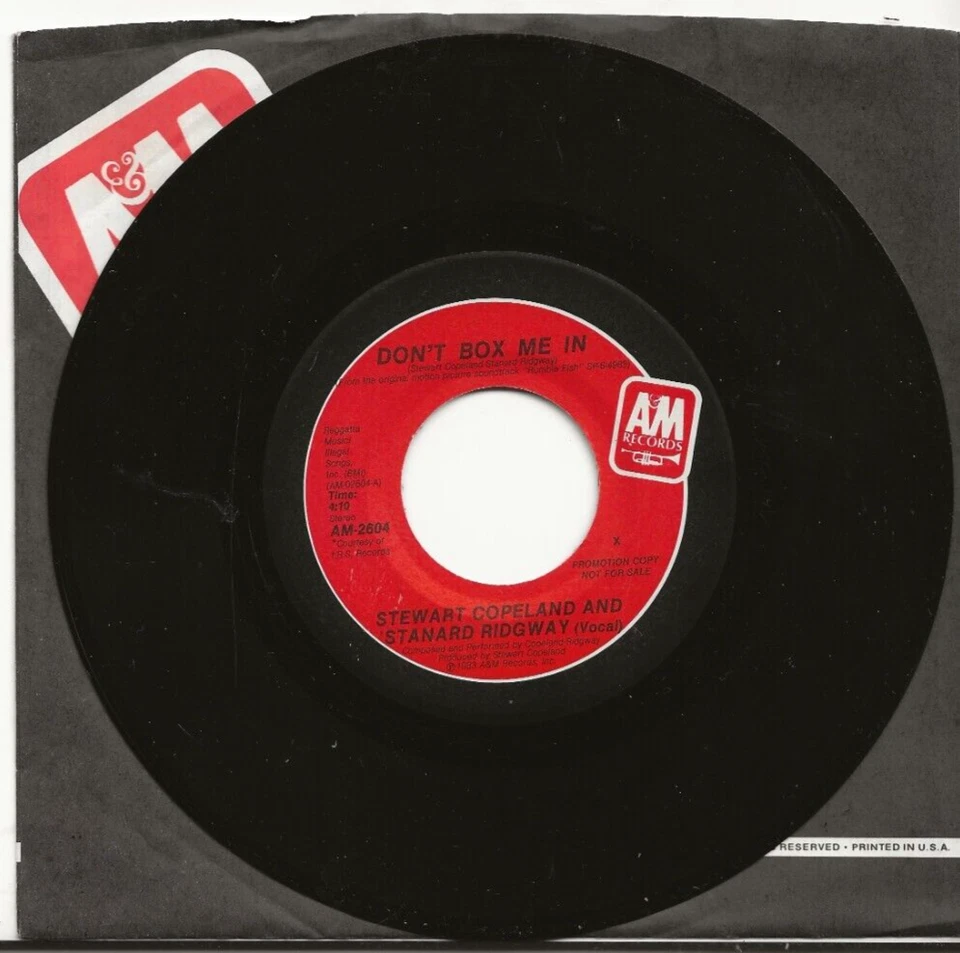 STEWART COPELAND POLICE DON'T BOX ME IN RARE USA PROMO SINGLR - Image 1 of 1