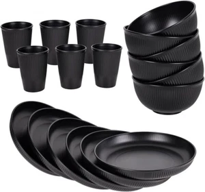 18pcs Wheat Straw Dinnerware Set Kitchen Plates and Bowls Sets Unbreakable Dinn - Picture 1 of 7