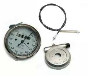 Replica White Smiths Speedometer 120 Mph With 65" Cable & Alloy Hub Drive - Picture 1 of 7
