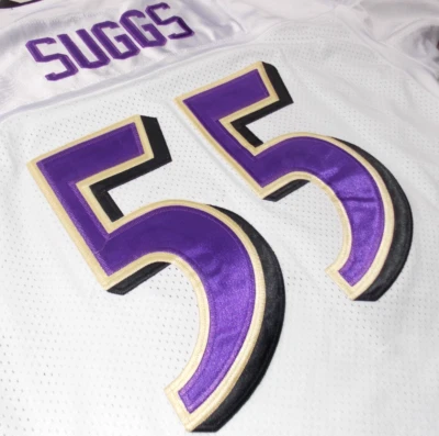 Camiseta deportiva vintage Terrell Suggs Baltimore Ravens BLANCA COSIDA ANILLO DE HONOR Foto 1 de 4