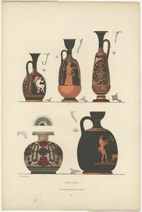 Antiker Druck griechischer Keramik "Lekythen"  - Bild 1 von 1