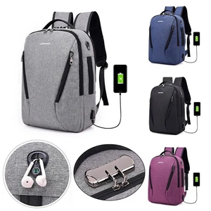 Anti-theft Backpack With Lock/USB Charge Port/USB Charge Cable Laptop Travel Bag - Picture 1 of 14