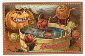 Antike Halloween Biesen JOL Äpfel Dunking - Bild 1 von 2