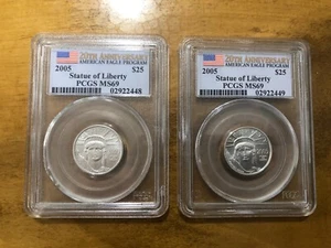 2005 1/10 oz American Platinum Eagle MS-69 PCGS (FirstStrike®) Set Of 2 - Picture 1 of 4