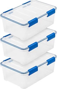 3er Pack 16 Quart Aufbewahrungsbox Eimer Tragetasche mit robustem Deckel Stapelbar Wetterfest Kunststoff - Bild 1 von 8