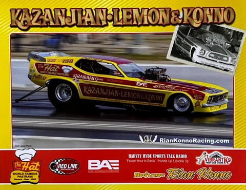 RIAN KONNO T/A NOSTALIGIA FORD MUSTANG  NHRA DRAG RACING POSTCARD Cover