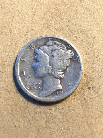 1917-P  Mercury Silver Dime, Fine Circ. Lot N-41257, "FREE SHIPPING" Cover
