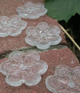 5 old Vintage 2" Venetian sea clear Glass Flower blossom Prism Italian Lamp Part - Bild 1 von 10