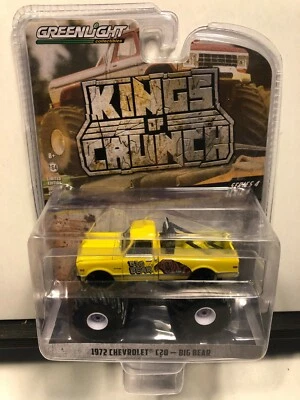 1/64 GREENLIGHT KING OF CRUNCH MONSTER TRUCK 1972 CHEVROLET C20 BIG BEAR YELLOW - Image 1 of 3