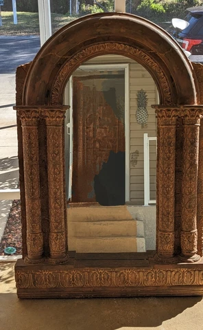 Large antique Ornate carved mirror 5 x 7 with beautiful pillars on either side Cover
